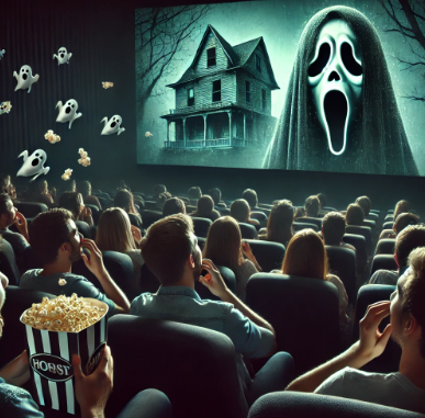 무서운 영화를 보고 있는 사람들 관련 사진