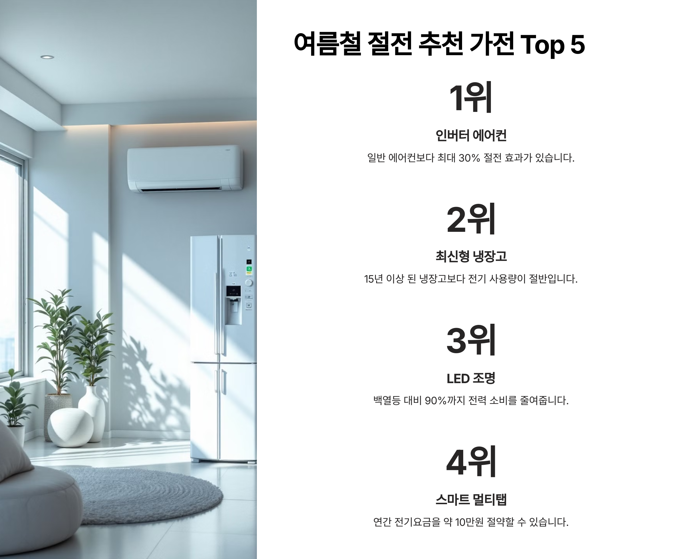 여름철 절전 추천 가전 Top 5
