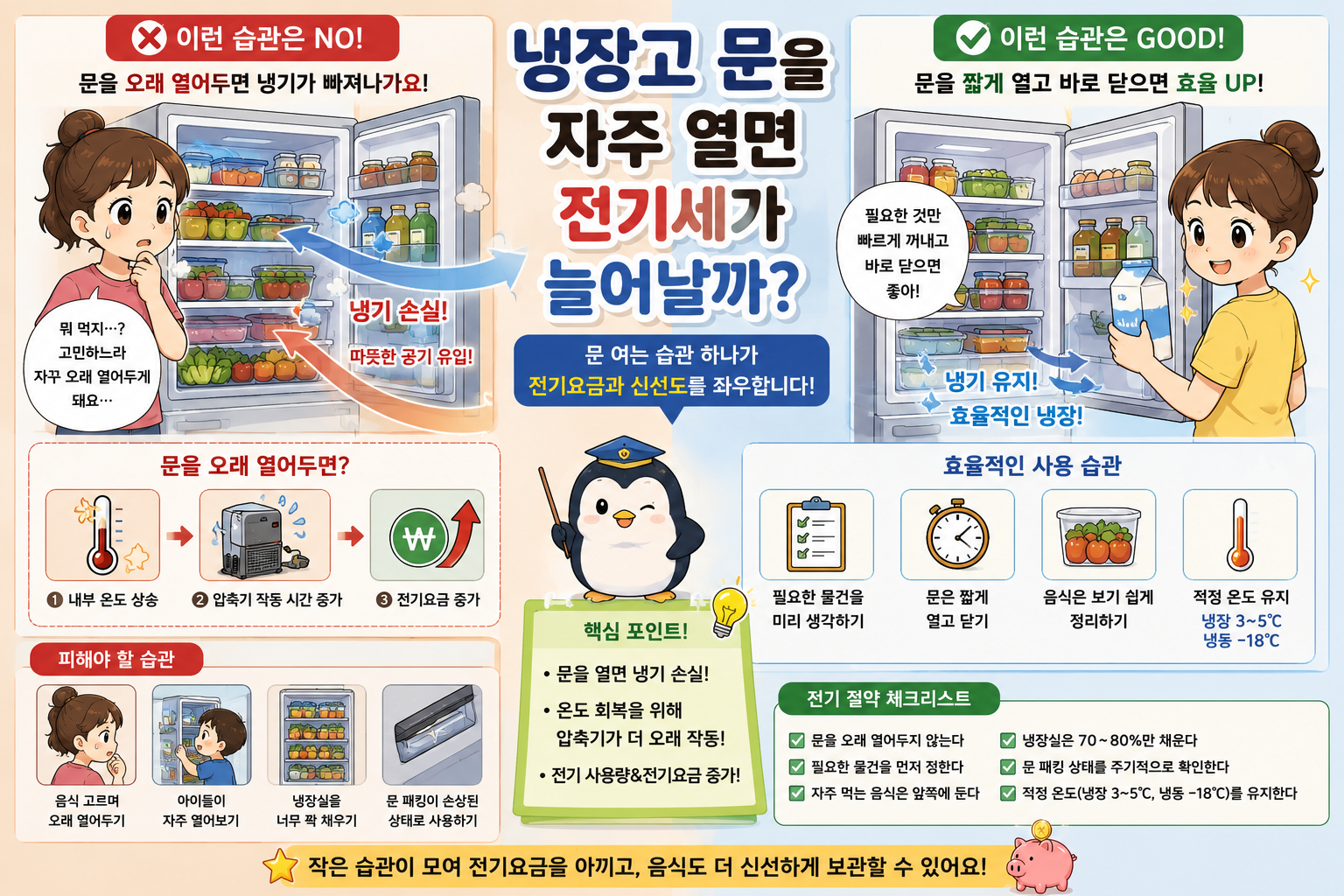 냉장고 문을 자주 열면 전기세가 늘어날까?
