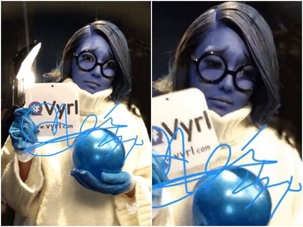 2015년 SM 할로윈 파티에 인사이드 아웃의 슬픔이 분장을 하고 참석한 소녀시대 수영