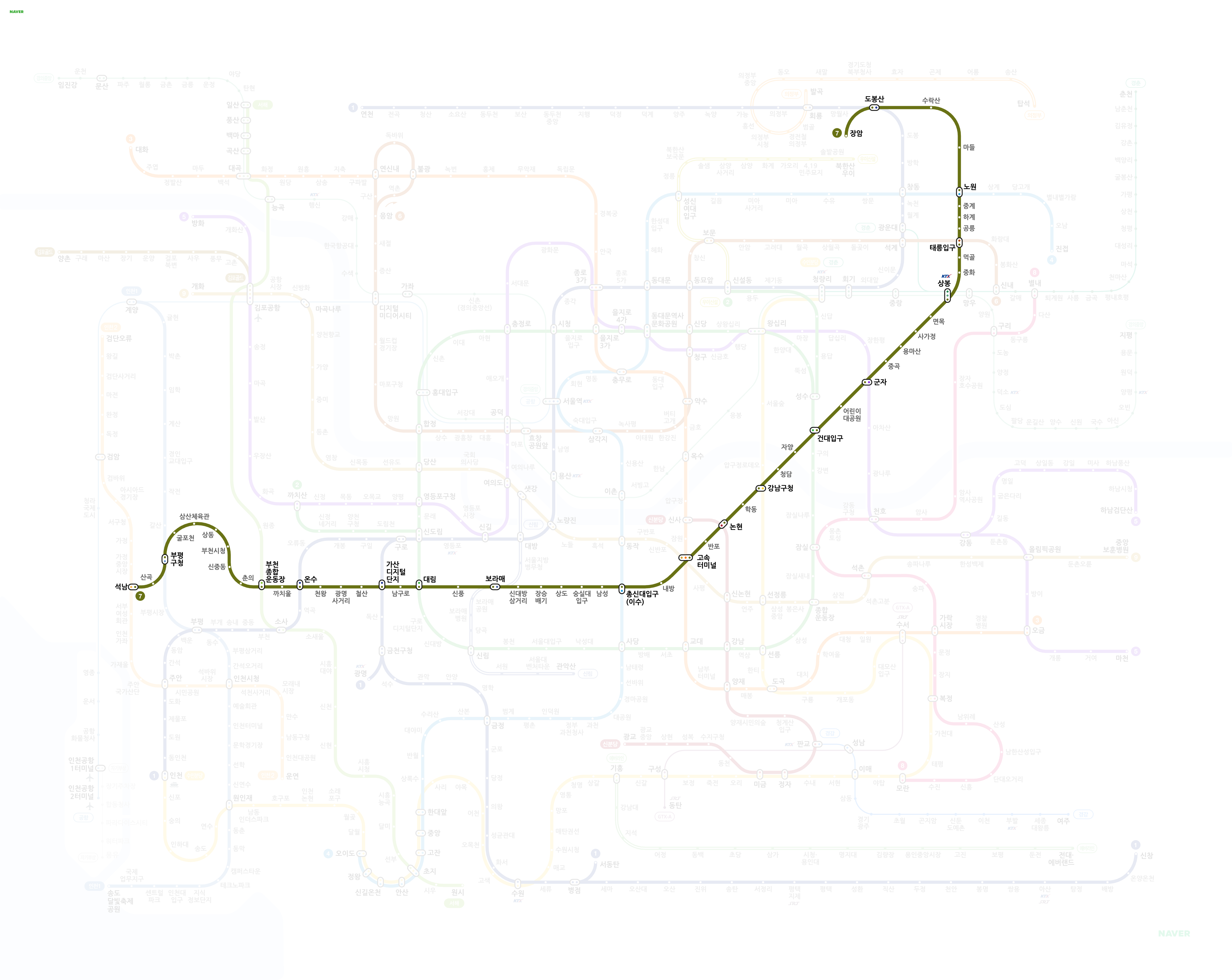 서울 지하철 7호선 노선도 크게보기