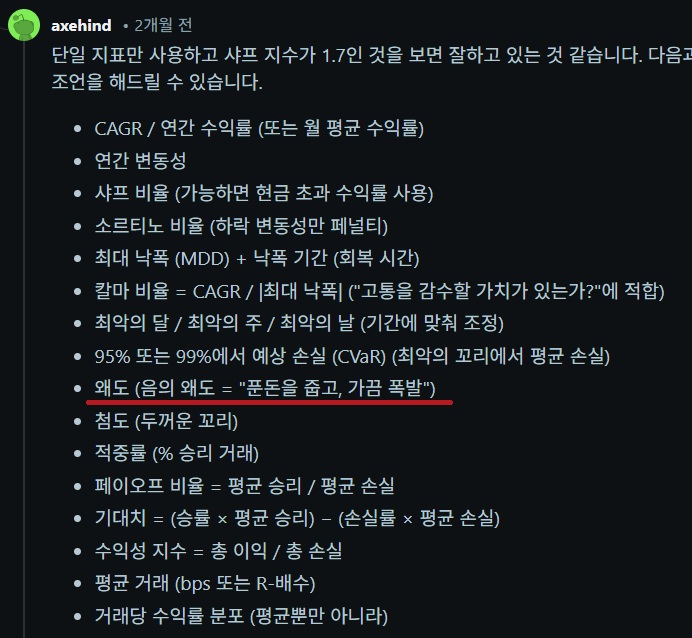 중요 전략 성과 지표 목록