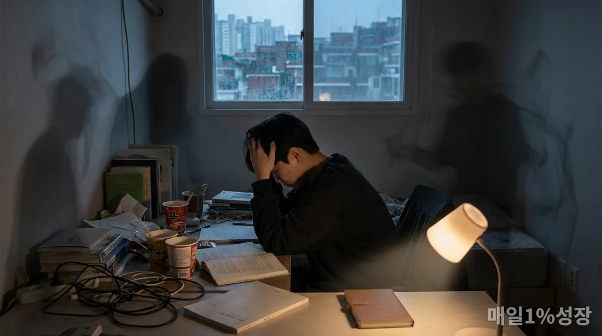 낮은 자존감으로 인해 부정적인 생각에 갇힌 한국 청년