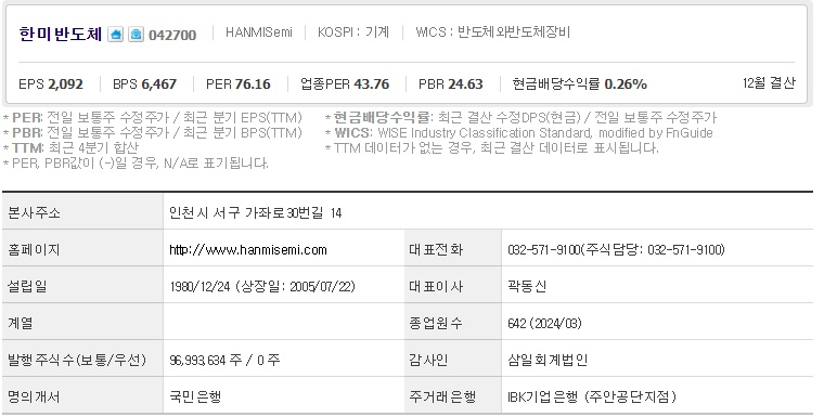 한미반도체 기업개요