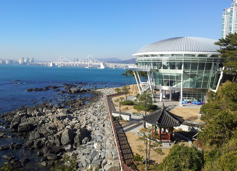부산 해운대 해수욕장 동백섬 사진