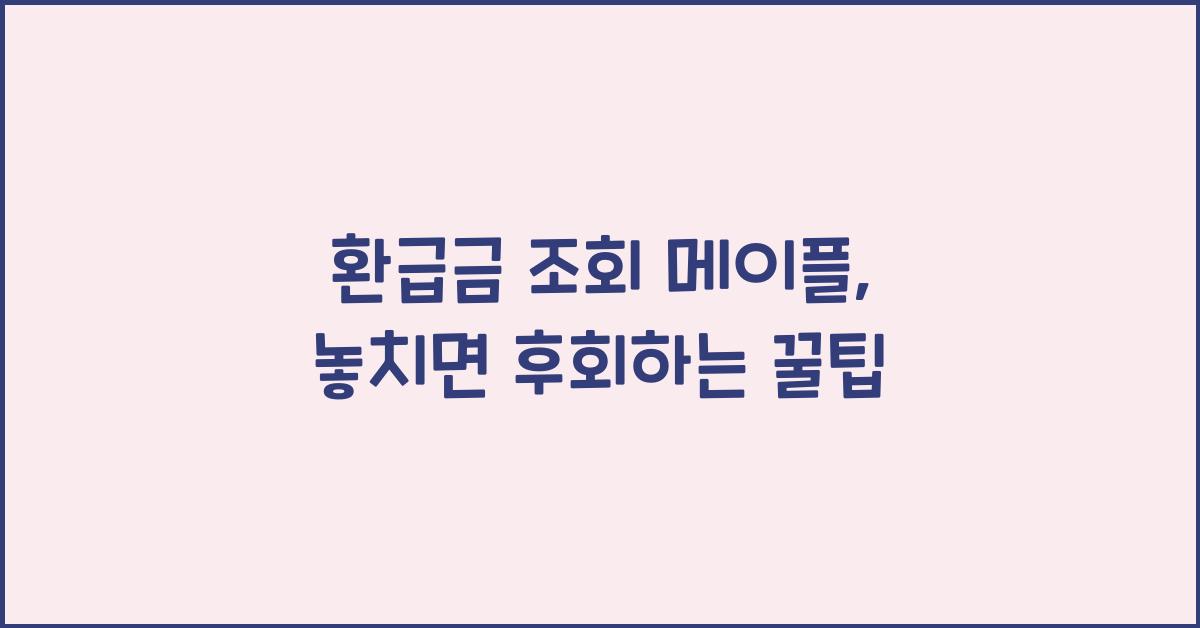 환급금 조회 메이플
