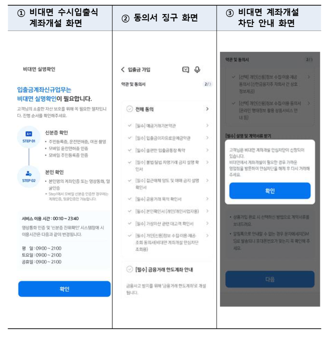 비대면 계좌개설 안심차단 신청