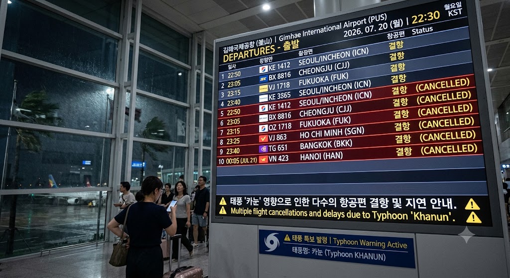 [2026 최신] 태풍으로 항공편 결항&middot;지연 시 여행자보험 보상받는 법 총정리 (필수 서류 5가지)