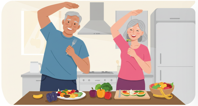 건강한 식단과 운동 이미지