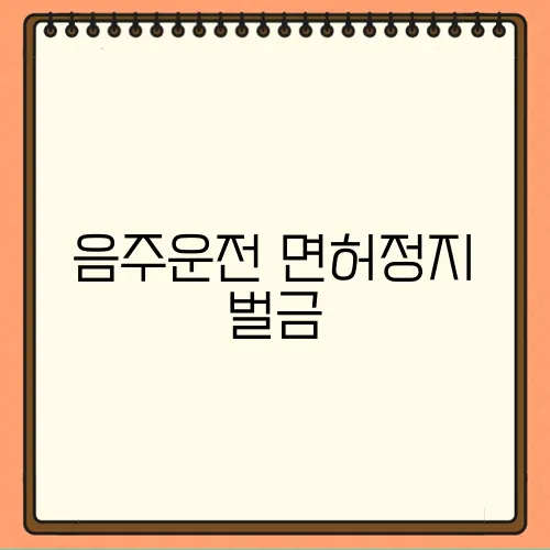 음주운전 면허정지 벌금