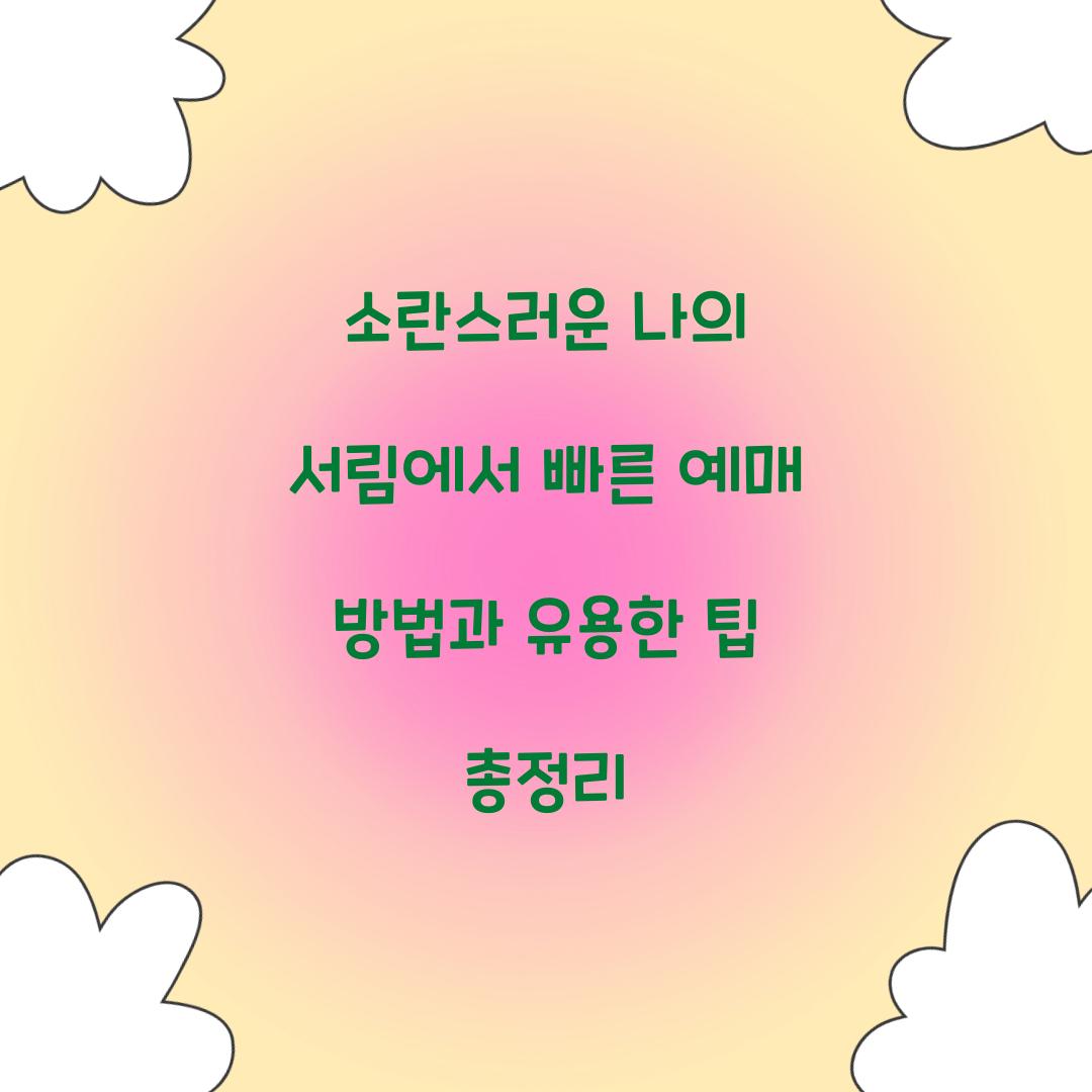 소란스러운 나의 서림에서 빠른 예매