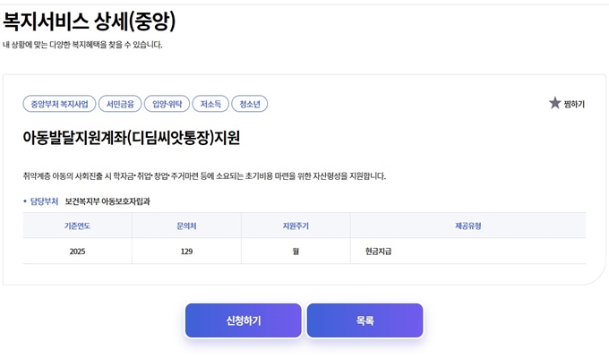 2025년 울산 디딤씨앗통장 신청 홈페이지