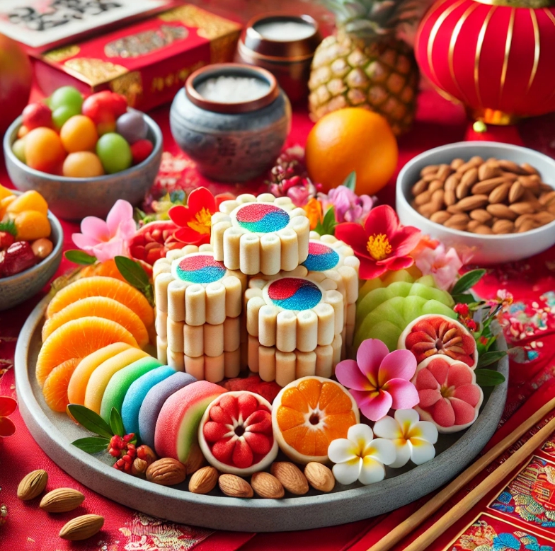 다양한 과자가 놓여 있는 모습