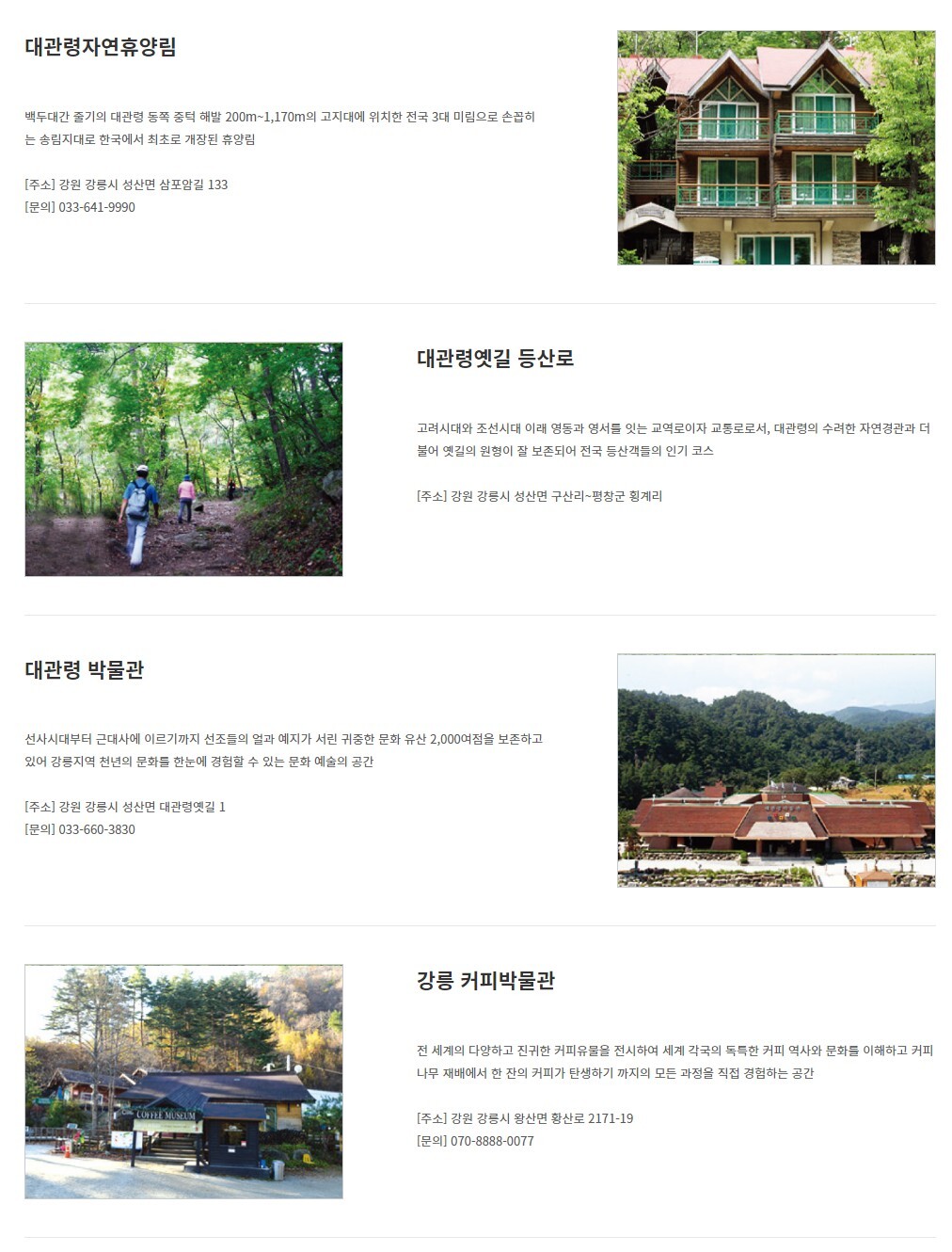 대관령치유의 숲 주변정보