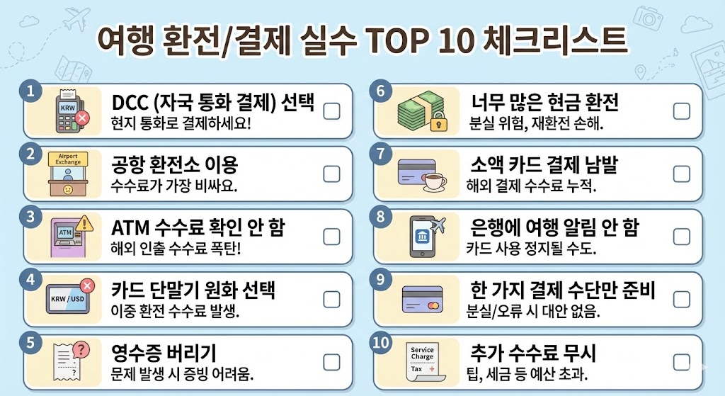 쇼핑 결제/환전 실수 TOP10|초보자 “호구 방지” 체크리스트