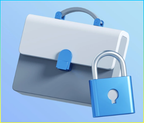 잠금이 있는 서류 가방의 3d 렌더링. 브리프 케이스의 간단한 3d 아이콘 스타일. 비즈니스용 3d 일러스트