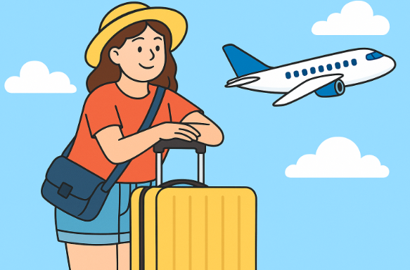 여름휴가를 떠나는 여행객의 모습을 담은 이미지