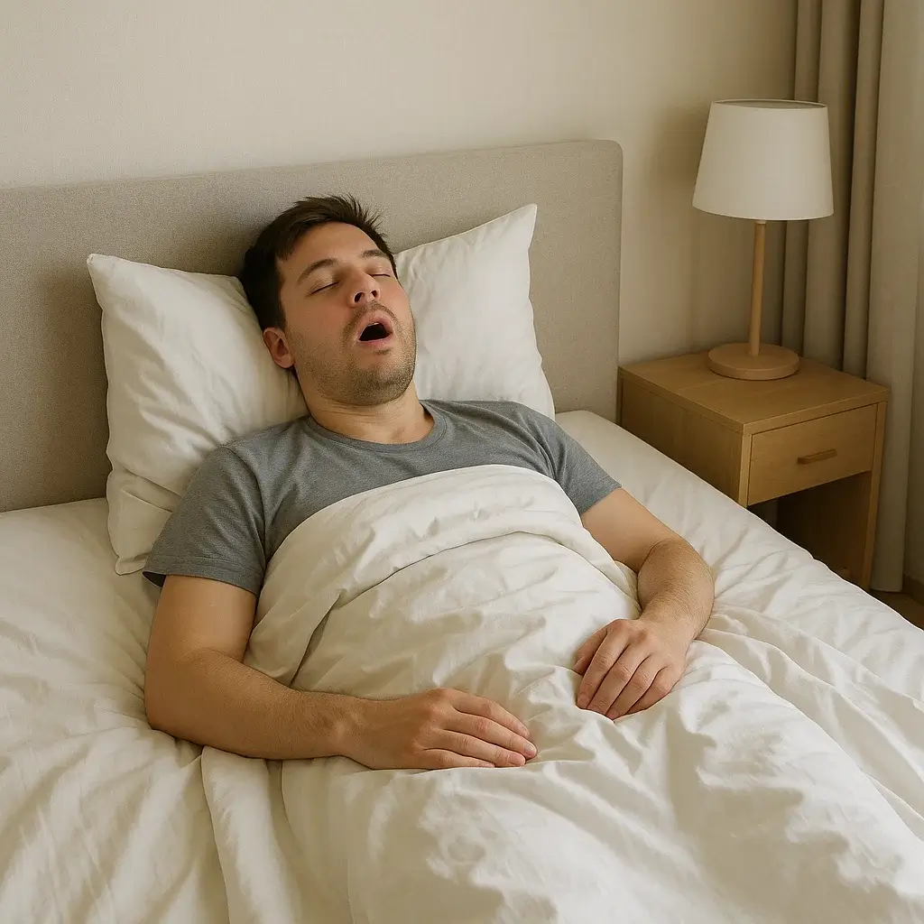 수면 중 이갈이로 인한 턱 통증을 표현한 일러스트