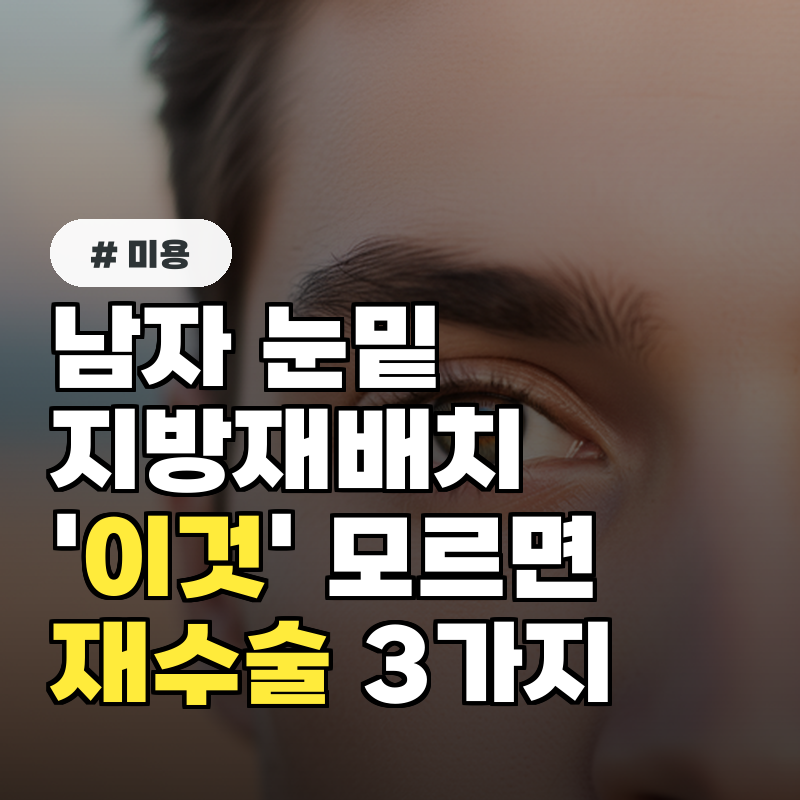 남자 눈밑지방재배치, '이것' 모르면 재수술 하는 3가지