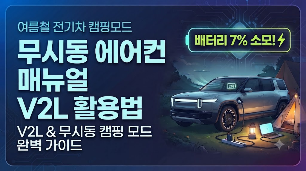 여름철 전기차 캠핑모드 및 무시동 에어컨 매뉴얼, V2L 활용법, 썸네일.