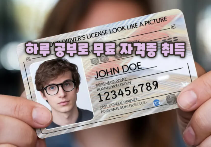 양손으로 자격증을 들고있는 사진