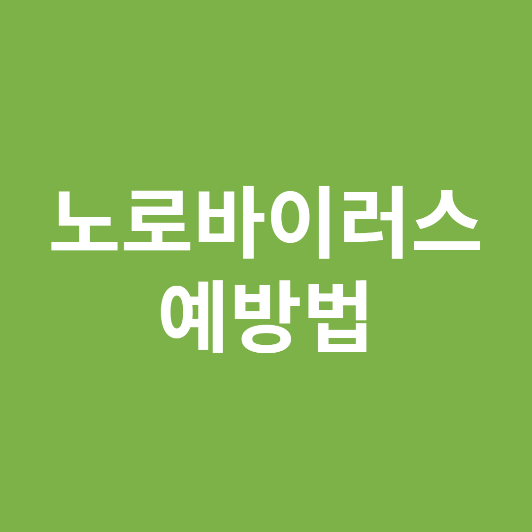 노로바이러스 예방법