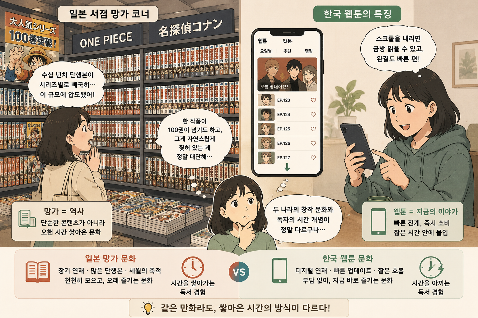 한국 웹툰 vs 일본 망가 스토리텔링 스타일 비교