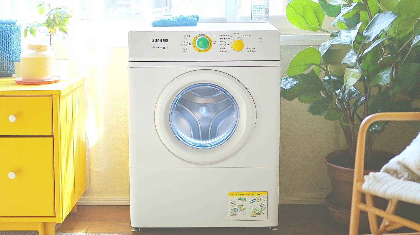 가정용 환경에서 에코버블 기술과 에너지 효율성을 강조한 삼성의 중간 가격대 세탁기의 이미지