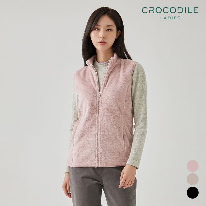 크로커다일레이디 하이넥집업플리스베스트 CL0WPF901