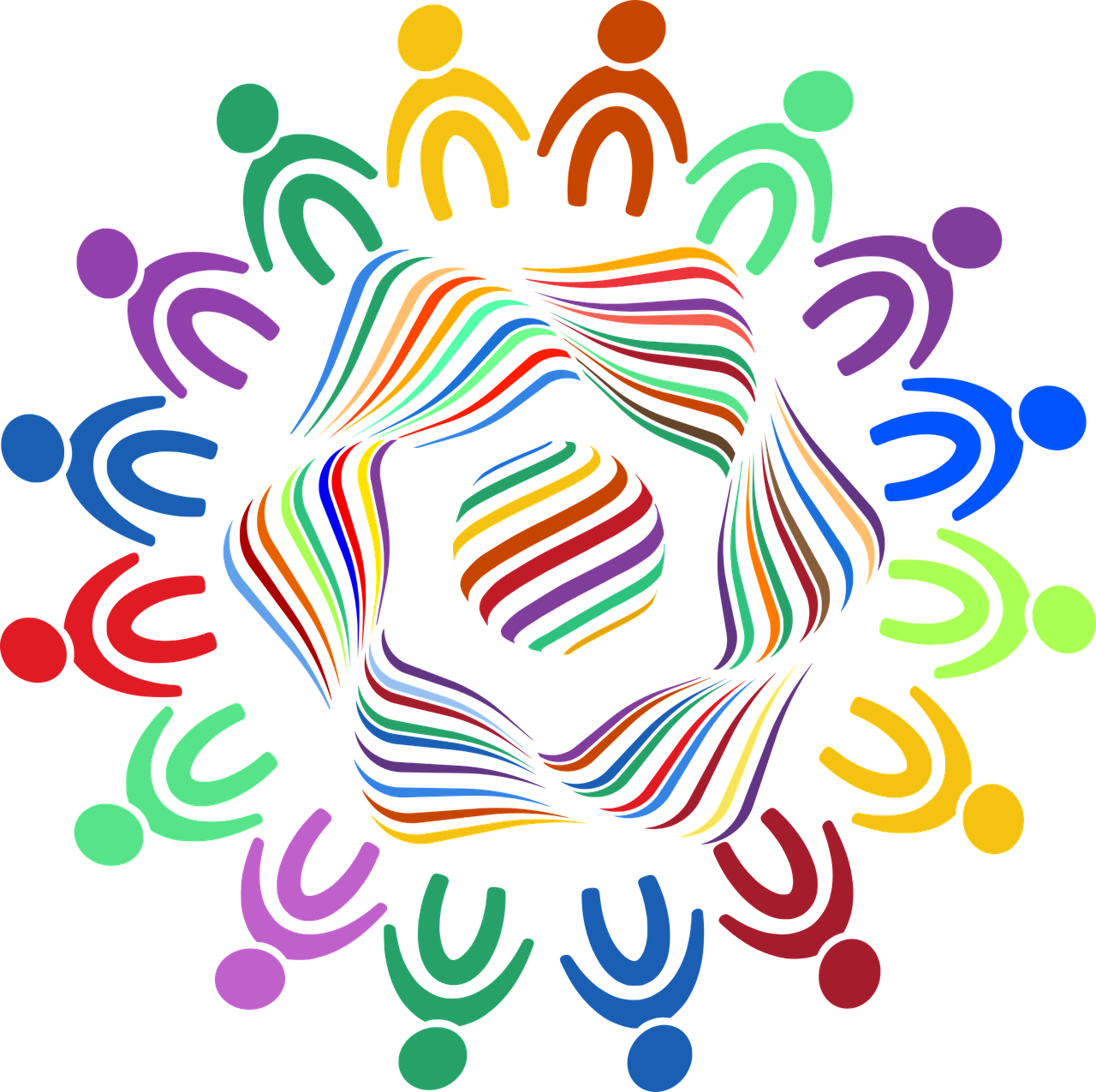 커뮤니티를 표현한 픽토그램 다양한 색상으로 여러 사람을 표현