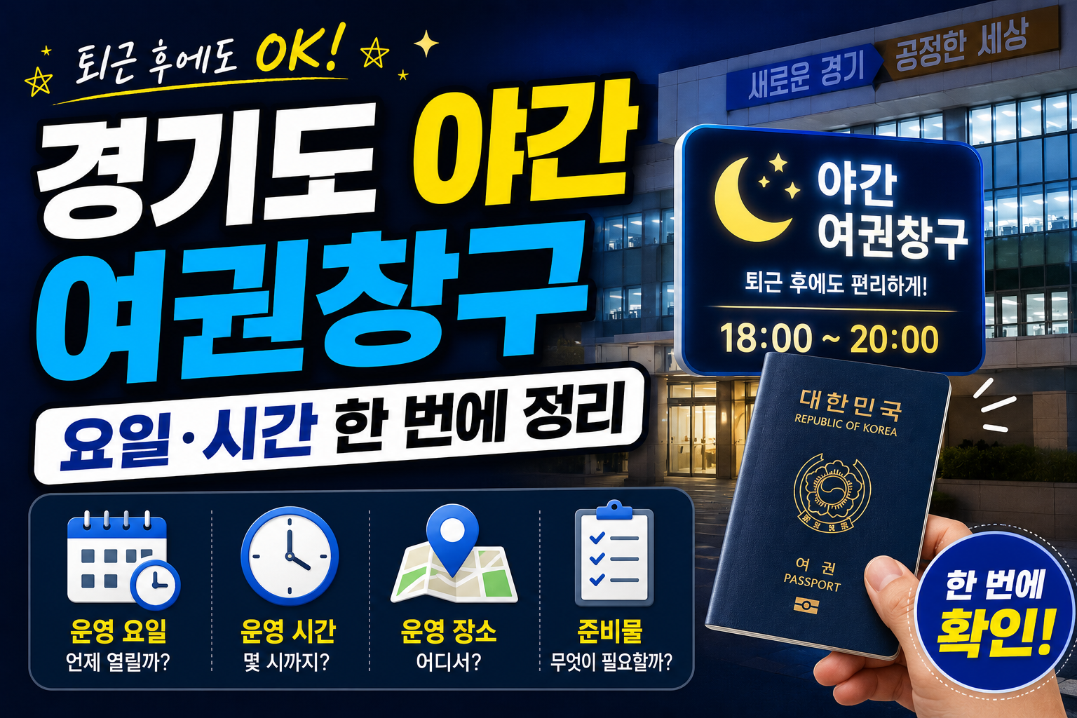 경기도 야간 여권창구 요일·시간 한 번에 정리