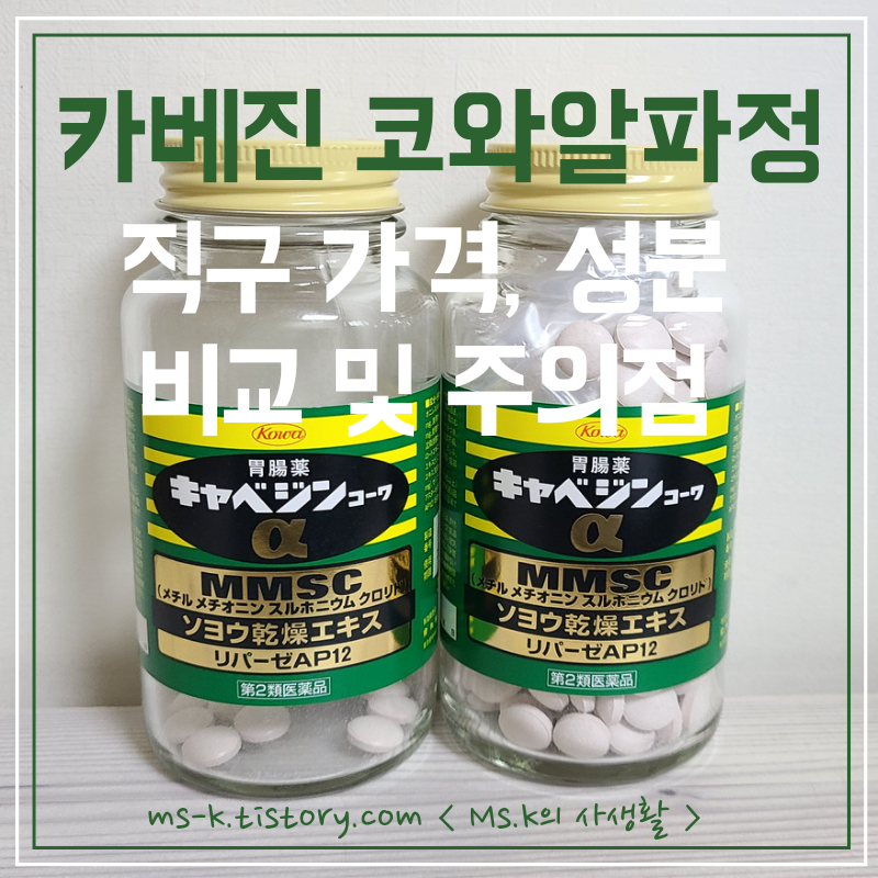 카베진 코와알파정 직구 가격 및 성분 차이, 장기 복용 부작용