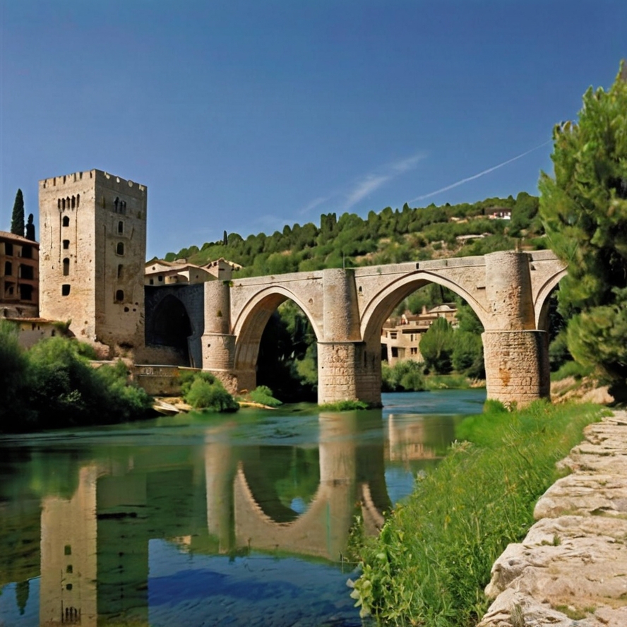 베살루 다리 형상화한 이미지