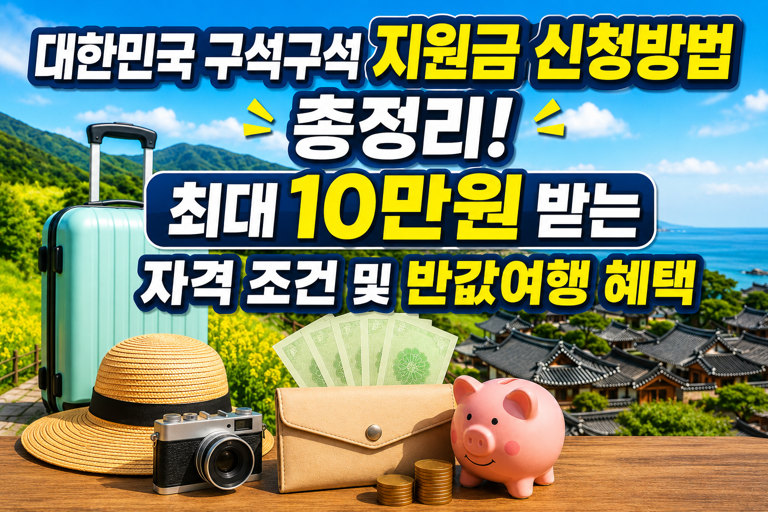 대한민국 구석구석 지원금 신청방법 총정리! 최대 10만원 받는 자격 조건 및 반값여행 혜택 관련 사진
