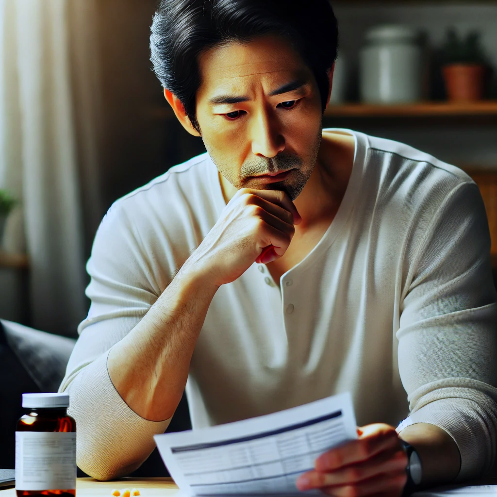 성인 남성이 건강에 대해 고민하는 모습