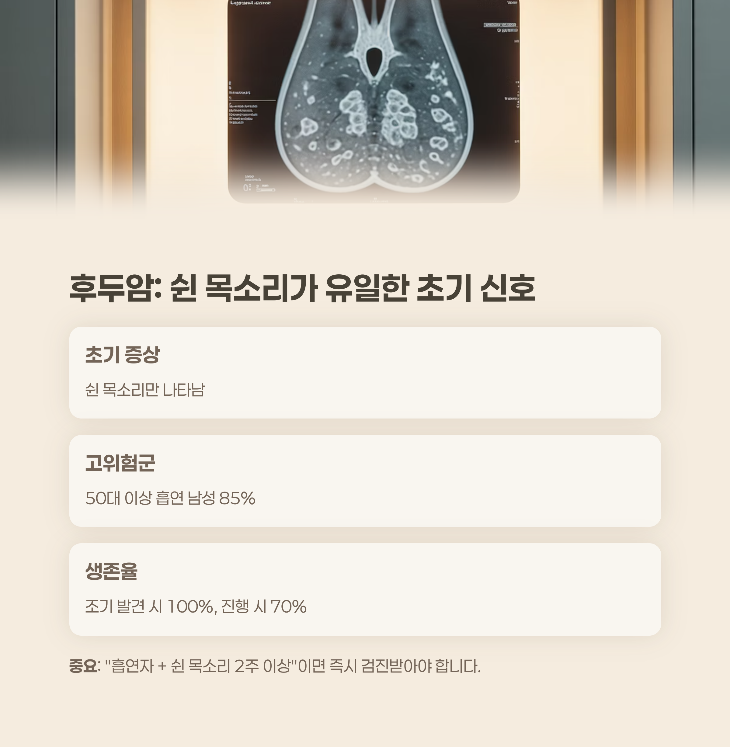 후두암: 2주 이상 쉰 목소리는 초기 증상