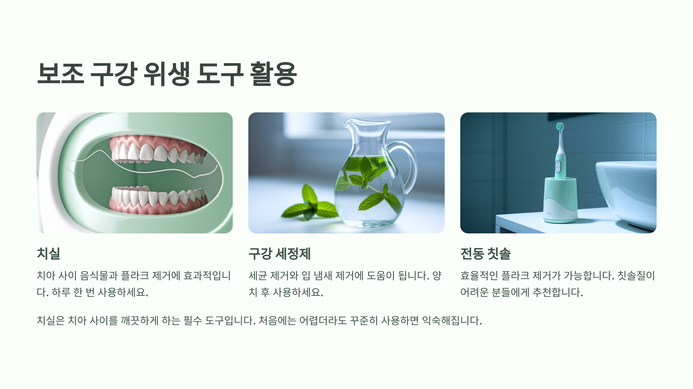 보조 구강 위생 도구 활용 팁