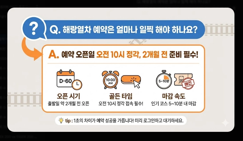 해랑열차 예약 방법 [2026년 최신] 객실별 가격 비교 및 예약 성공 실전 팁