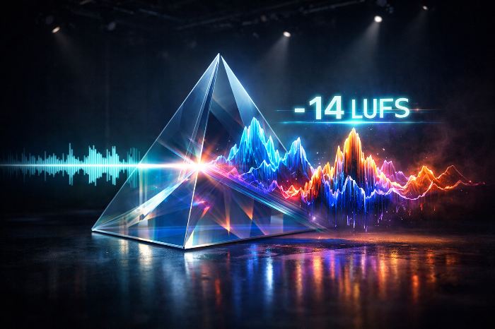 스트리밍 플랫폼의 음압 표준화 규격에 맞춰 입체적으로 변모하는 디지털 오디오 파형 시각화.