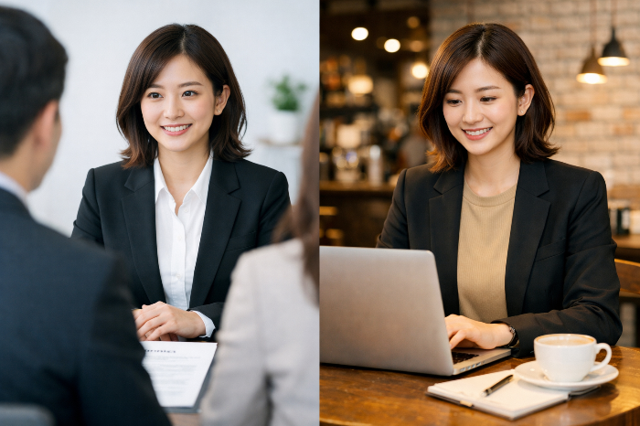 면접부터 일상 오피스 룩까지 활용 가능한 보더리스 패션의 범용성.