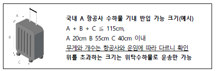 기내 수하물 크기 예시