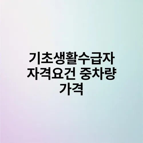기초생활수급자 자격요건 중차량 가격