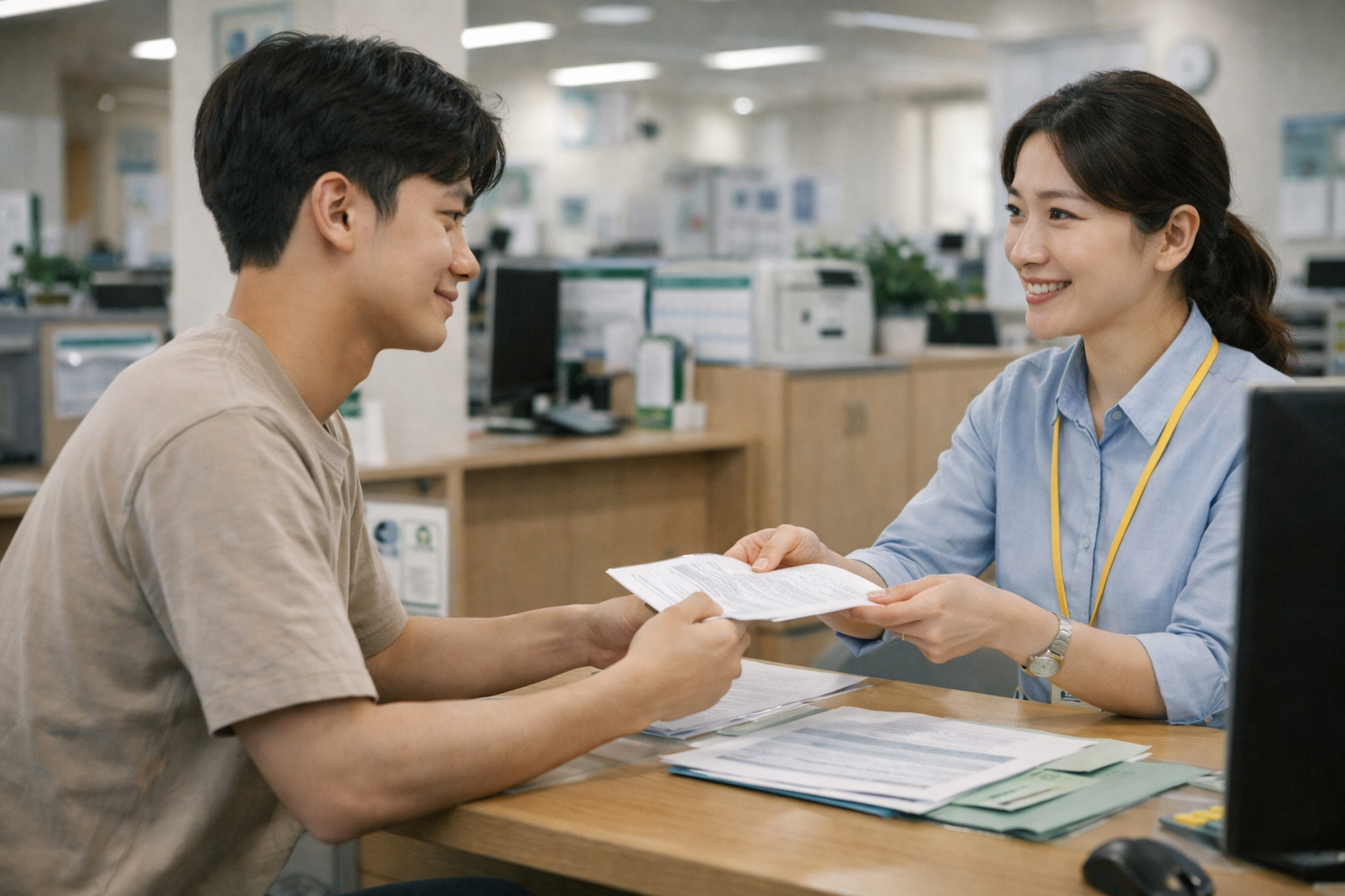 주민센타 방문하여 2026년 청년월세를 신창하고 있다.