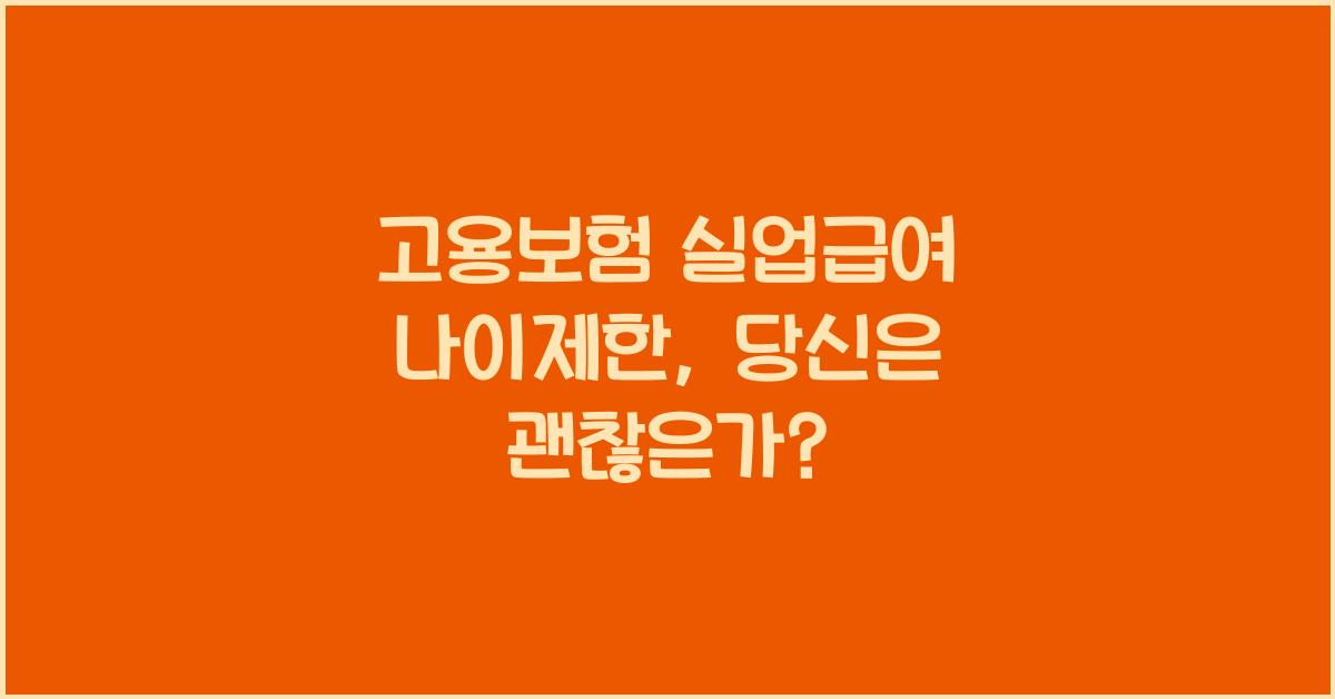 고용보험 실업급여 나이제한