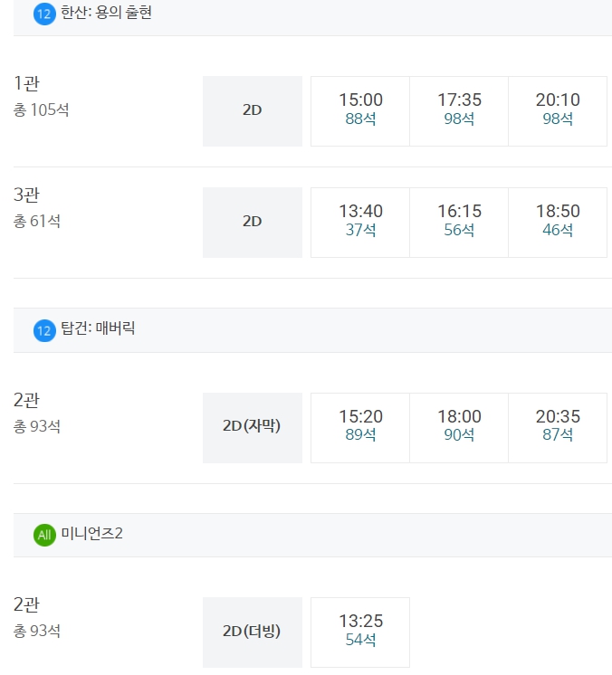 메가박스 문경 상영시간표