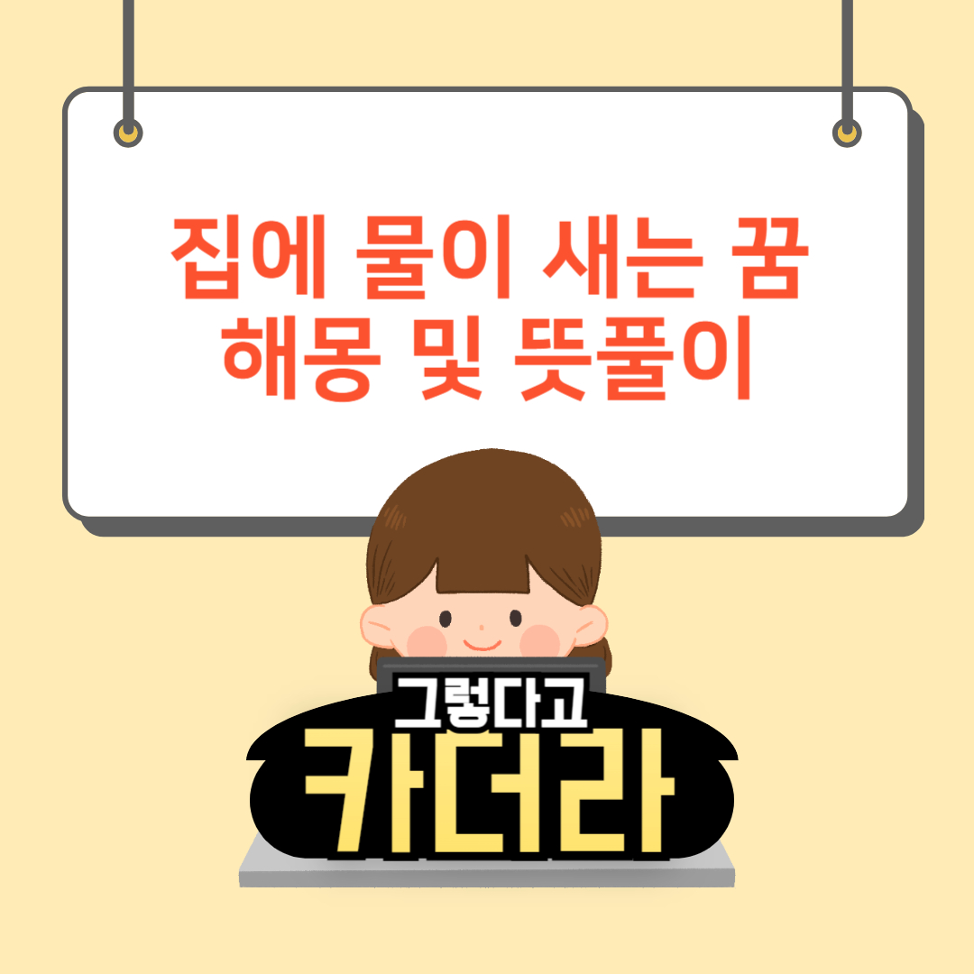 집에 물이 새는 꿈해몽 및 뜻풀이