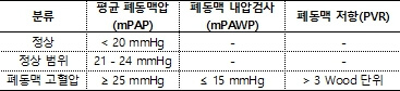 폐동맥 고혈압 수치표