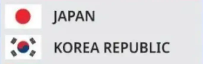 아시안컵-회색바탕 좌측 일본국기 옆 검은글씨 JAPAN 아래 태극기 옆 검은글씨 korea