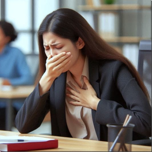 고래회충 감염 증상 메스꺼움, 구역질 하는 젊은 여성 사진