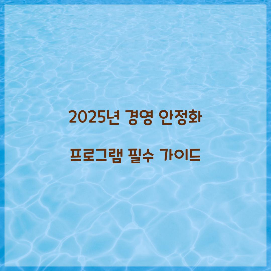 2025년 경영 안정화 프로그램